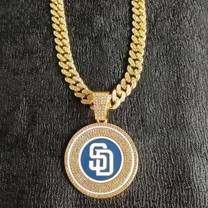 San Diego Padres 20 Inch Hip Hop Necklace Pendant Cuban Chain Link MLB Baseball